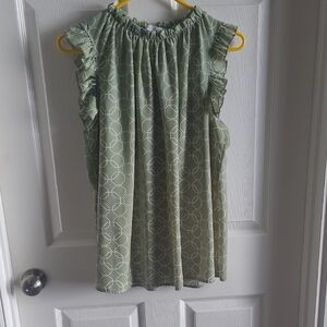 Ces Femme Olive Geometric Blouse